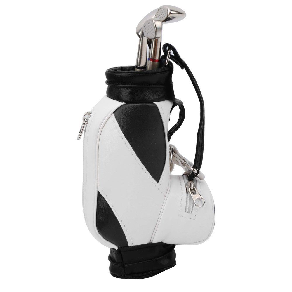 CDQL Mini Desktop Golf Souvenir Set,Mini Golf Pens Holder with Pen for Desk Decoration,Golf Souvenir Event Souvenir Golf Gift for Golfer Friends Fans (Black White)