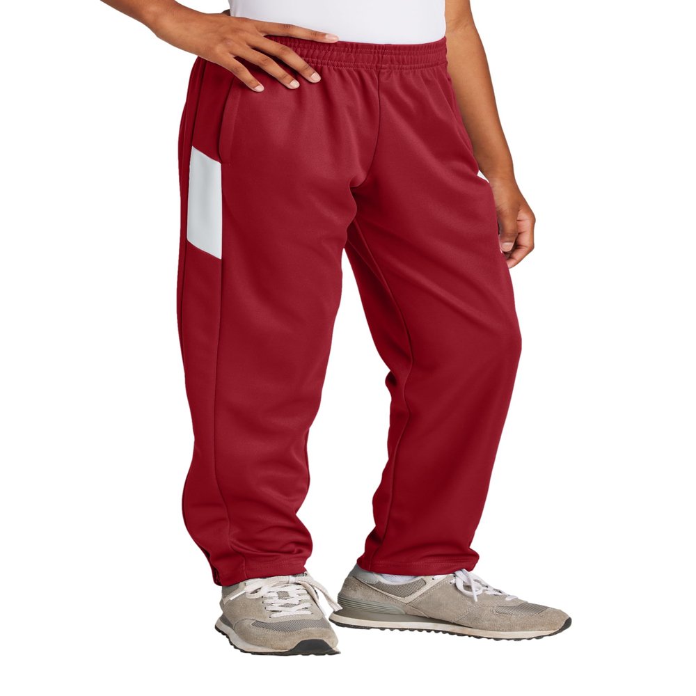 SPORT-TEK Youth Travel Pant, Deep Red/White, Small