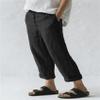 ZOCAVIA Women's Cotton Linen Cropped Pants Summer Casual Wide Leg Pants High Waisted Elastic Button Comfy Loose Beach Trousers with Pockets Black2 S view 2