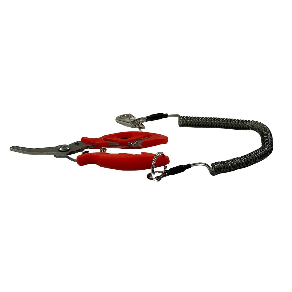 Amber Fight Gear Stainless Steel Fishing Pliers Set with Hook Remover, Braid Cutters, and Split Ring Tip - Saltwater Resistant Tools for Anglers, Red