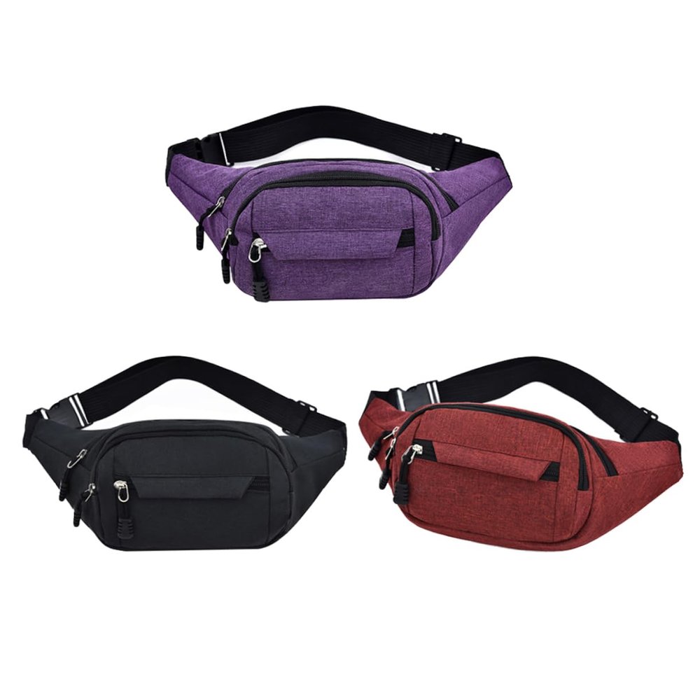 GOOHOCHY Durable Oxford Cloth Fanny Pack for Men Travel Waist Bag with Capacity for Running Hiking and Outdoor Sports Purple