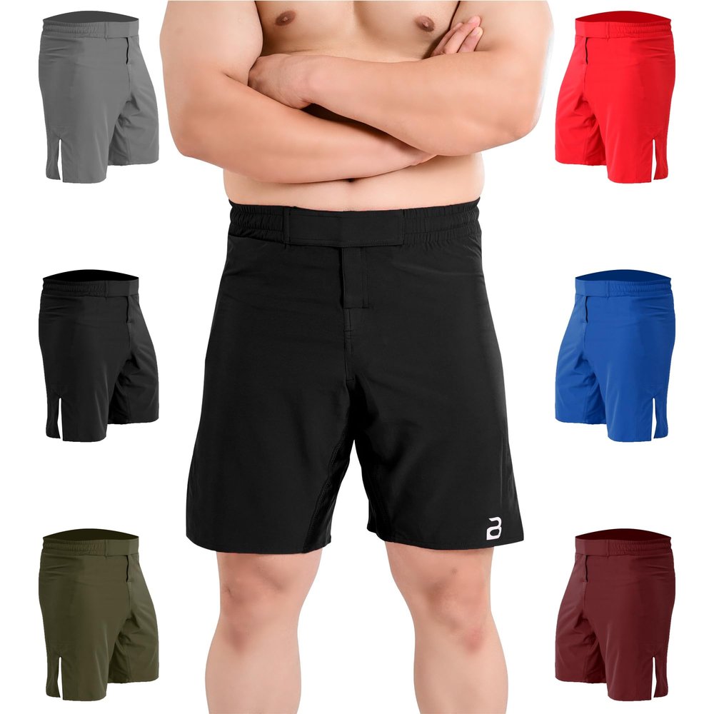 2BOLD MMA Shorts Mens BJJ, Grappling, JIU-Jitsu, NO-GI Cross Training Muay Thai, Boxing, Boxing, Gym Trunks (US, Alpha, X-Large, Regular, Regular, Black)