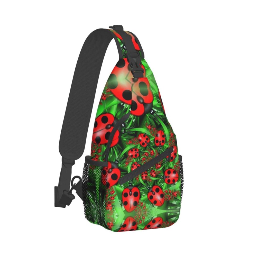 AMAZWI Red Ladybug Cross Chest Bag Diagonally,Crossbody Backpack Travel Hiking Casual Chest Bags Lightweight Sling Bag