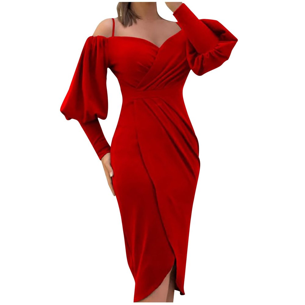 Womens Summer Wrap Dress V-Neck Spaghetti Strap Off Shoulder Ruched Formal Bodycon Evening Party Wedding Guest Dress