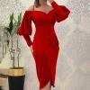 Womens Summer Wrap Dress V-Neck Spaghetti Strap Off Shoulder Ruched Formal Bodycon Evening Party Wedding Guest Dress view 2