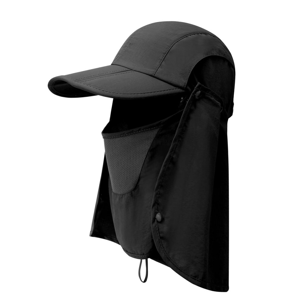 BESPORTBLE 2pcs Outdoor Multi-Function Sun Hat Neck Shade Lightweight Breathable and Portable Sun Hat for Hiking Camping Fishing and Travel Black