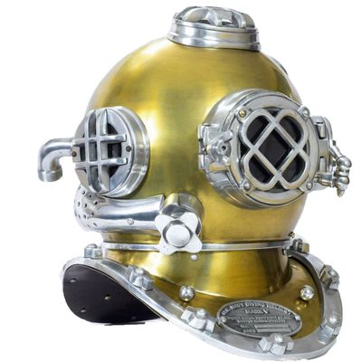 SUGRA ART Full Size Antique U.S Navy Brass Divers Diving Helmet Mark V Deep sea