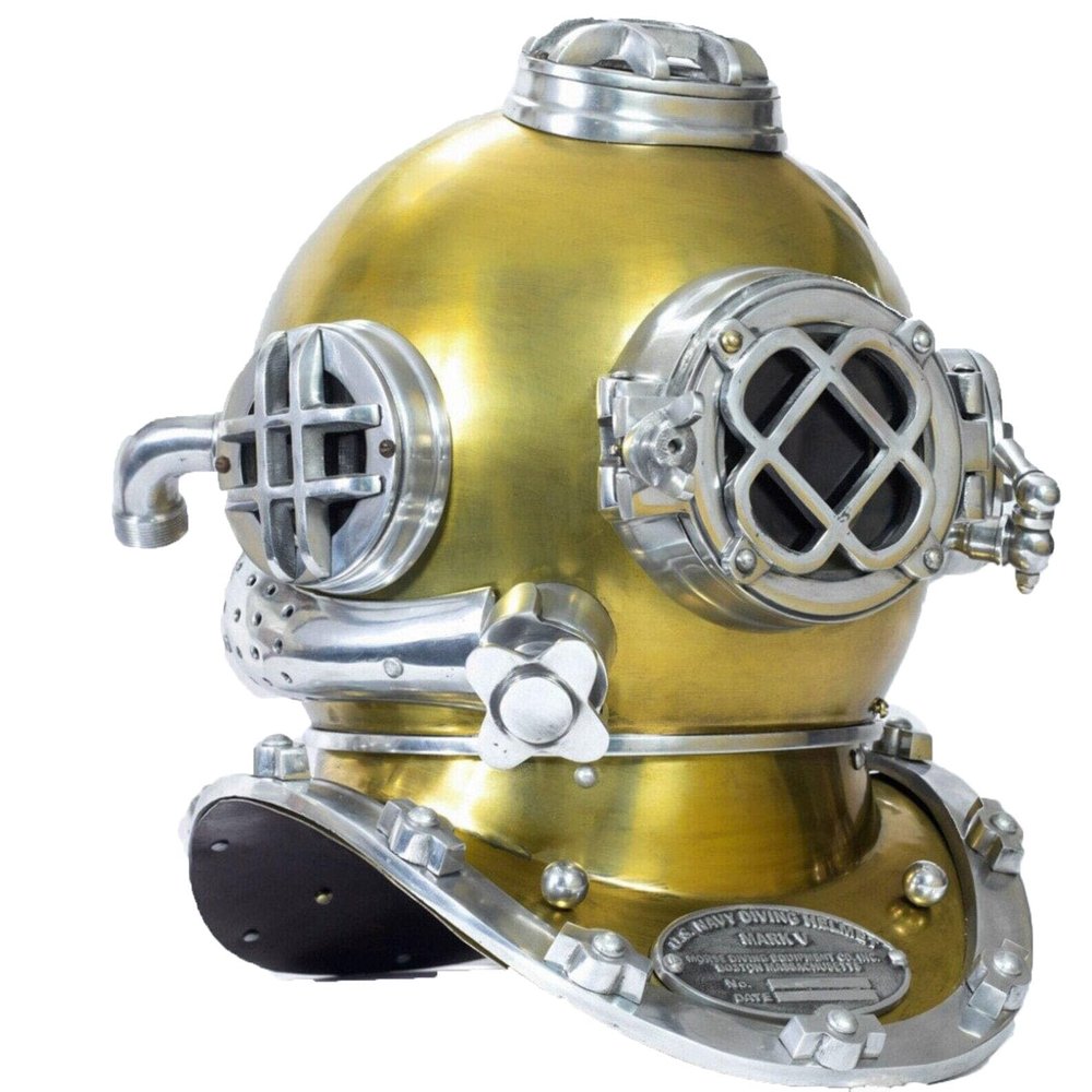 SUGRA ART Full Size Antique U.S Navy Brass Divers Diving Helmet Mark V Deep sea