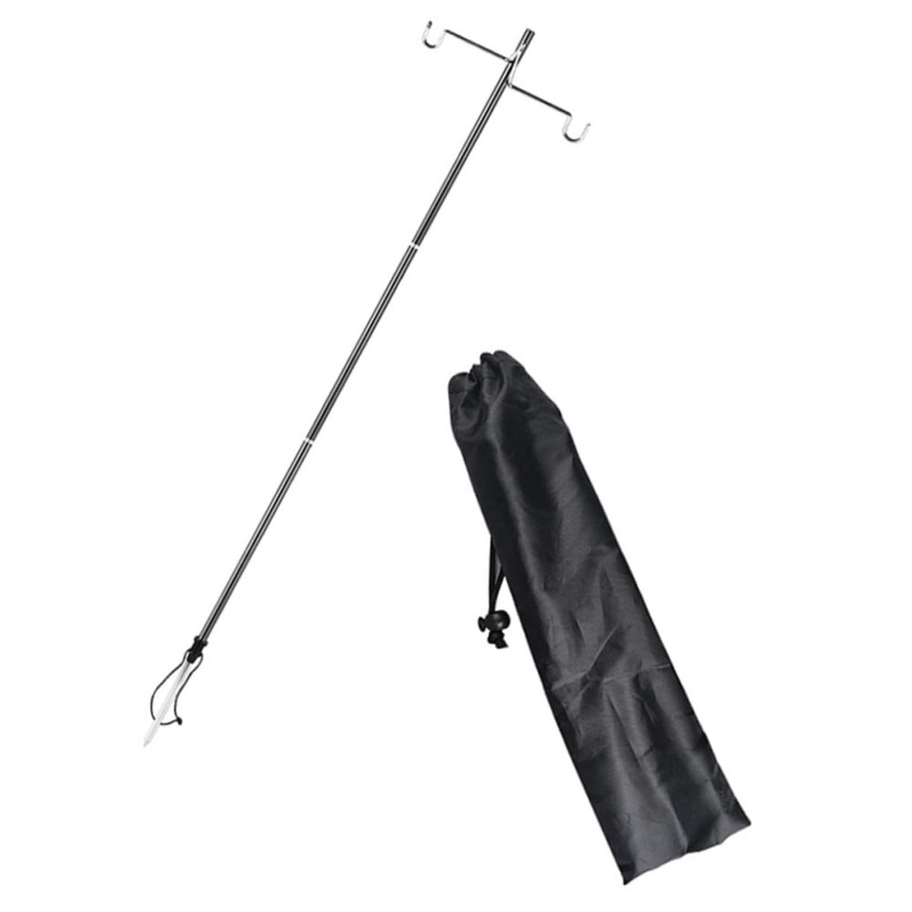 HANABASS 1set Outdoor Folding Lantern Stand Lightweight Camping Lamp Holder Portable Dual-use Hanger for Ground Table for Hiking and Fishing
