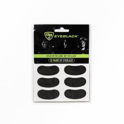 GB Eyeblack 15 Pairs Breathable Eye Strips | Peel & Stick Athletic Eyeblack Stickers for Baseball Football Softball Lacrosse (Black)