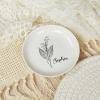 Generic Personalized Birth Flower Jewelry Dish Ceramic Jewelry Tray with Name Decorative Trinket Dish for Rings Earrings Necklaces Bracelet Key Bowl Custom Gifts for Friends Sisters Aunt Mom 4"" view 2