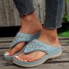 Orthopedic Sandals For Women with Arch Support Flip Flops Wedge Sandals Comfortable Walking Sandals Cushion Footbed Platform Sandals Dressy Summer Slip on Sandals Thong Sandals (007-Light Blue, 7) view 2