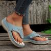 Orthopedic Sandals For Women with Arch Support Flip Flops Wedge Sandals Comfortable Walking Sandals Cushion Footbed Platform Sandals Dressy Summer Slip on Sandals Thong Sandals (007-Light Blue, 7) view 3