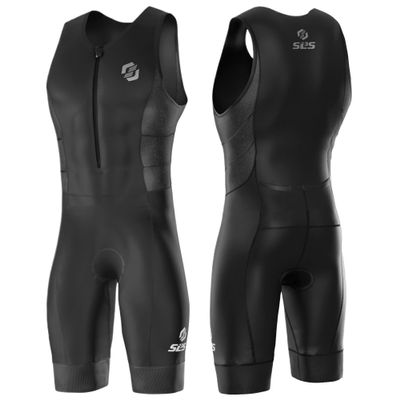 SLS3 Triathlon Suits Mens - Durable Sleeveless Tri Suit Men Triathlon Suit - Lightweight Trisuit with 2 Pockets for Storage (Midnight Black, Medium)