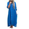 amaon Coupons Women Summer Fashion 2024 Casual Dresses Long Sleeve Plus Size Button Down Cotton Linen Shirts Beach Flowy Maxi Dress Blue view 1