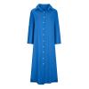 amaon Coupons Women Summer Fashion 2024 Casual Dresses Long Sleeve Plus Size Button Down Cotton Linen Shirts Beach Flowy Maxi Dress Blue view 3