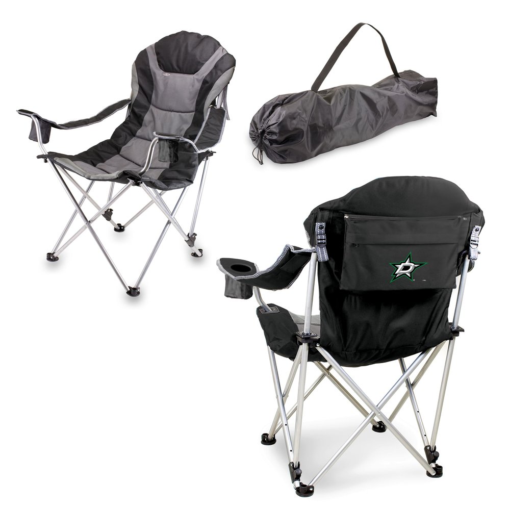 PICNIC TIME NHL Los Angeles Kings Reclining Camp Chair, Beach Chair for Adults, Sports Chair with Carry Bag, (Black with Gray Accents)
