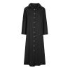 Women Summer Fashion 2024 Casual Dresses Long Sleeve Plus Size Button Down Cotton Linen Shirts Beach Flowy Maxi Dress Black view 3
