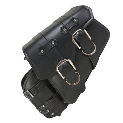 BESPORTBLE Motorcycle Side Bag Pu Leather Storage Pouch for Outdoor Cycling Rear Seat Tail Container Buckle Strap for Essential Items Black Right Side