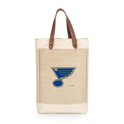 PICNIC TIME NHL St Louis Blues Pinot Jute 2 Bottle Insulated Wine Bag, Wine Tote Bag, Wine Gift Bag, (Beige)