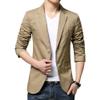 Men's Lightweight Cotton Slim Suit Jacket Two Button Wash Casual Sport Coats Business Formal Blazer Dress Coat (Khaki,4X-Large) view 1