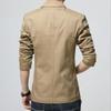 Men's Lightweight Cotton Slim Suit Jacket Two Button Wash Casual Sport Coats Business Formal Blazer Dress Coat (Khaki,4X-Large) view 2