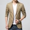 Men's Lightweight Cotton Slim Suit Jacket Two Button Wash Casual Sport Coats Business Formal Blazer Dress Coat (Khaki,4X-Large) view 3