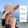 ANOTHER CHOICE Women's Sun Hat UV Protection Wide Brim Ponytail Adjustable Beach Visor Fishing Hat with Neck Flap Beige view 4