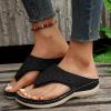 Orthopedic Sandals For Women with Arch Support Flip Flops Wedge Sandals Comfortable Walking Sandals Cushion Footbed Platform Sandals Dressy Summer Slip on Sandals Thong Sandals (007-Black, 8) view 2