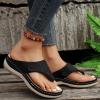 Orthopedic Sandals For Women with Arch Support Flip Flops Wedge Sandals Comfortable Walking Sandals Cushion Footbed Platform Sandals Dressy Summer Slip on Sandals Thong Sandals (007-Black, 8) view 3