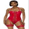 Perfect Pair Vinyl and Lace Teddy Forplay Women's, Red, M view 1