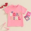 Kayotuas Birthday Girl Shirt Kids 6T 7T Toddler 1st 2nd 3rd 4th 5th Birthday Embroidery T-Shirt Tops Cute Cake Smash Clothes (Pink, 18-24 Months) view 2