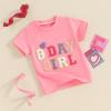 Kayotuas Birthday Girl Shirt Kids 6T 7T Toddler 1st 2nd 3rd 4th 5th Birthday Embroidery T-Shirt Tops Cute Cake Smash Clothes (Pink, 18-24 Months) view 3