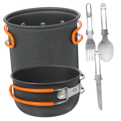 Yardwe Camping Pot Set Metal Outdoor Cooking Utensils Kit Compact Picnic Supplies