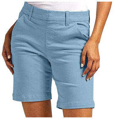 IEPOFG Summer Casual Shorts Dirty Santa for Women Womens Stretch Twill Shorts Plus Size Lightweight Thin Button High Waist Pull On Regular Fit Shorts with Pockets
