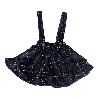 BILIKEYU Toddler Girl's Double Suspender Skirt Velvet Short Skirt Children's Velvet Star Suspender (Black, 12Months)