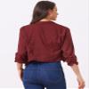 Allegra K Summer Chiffon Bolero Shrug Blazer for Women's 3/4 Ruched Sleeve Shawl Lapel Thin Lightweight Open Front Cardigans X-Small Wine Red view 3