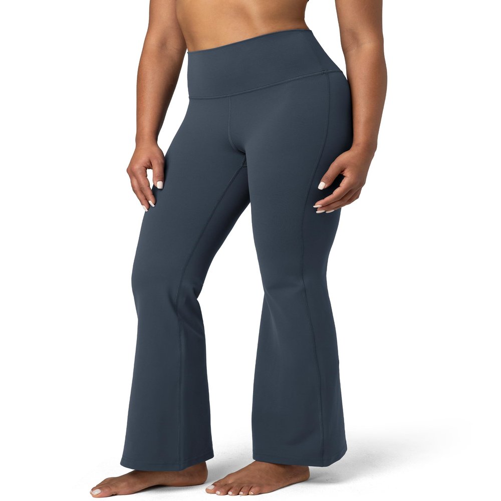 Colorfulkoala Women's Dreamlux Workout Flare Leggings High Waisted Wide Leg Bootcut Yoga Pants 29.5" Inseam (XS, Blue Ink)