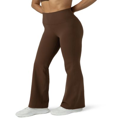 Colorfulkoala Women's Dreamlux Workout Flare Leggings High Waisted Wide Leg Bootcut Yoga Pants 29.5" Inseam (XS, Cocoa)