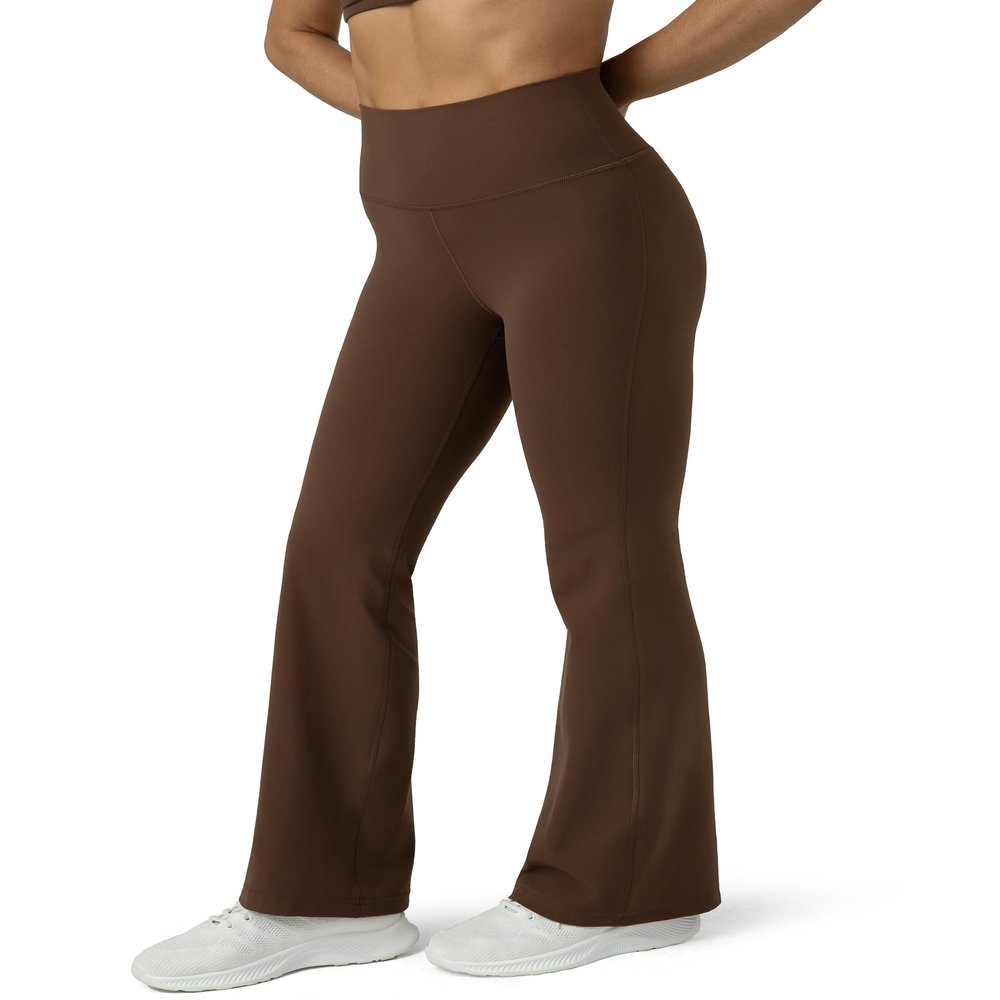 Colorfulkoala Women's Dreamlux Workout Flare Leggings High Waisted Wide Leg Bootcut Yoga Pants 29.5" Inseam (XS, Cocoa)