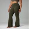 Colorfulkoala Women's Dreamlux Workout Flare Leggings High Waisted Wide Leg Bootcut Yoga Pants 31.5" Inseam (L, Olive) view 2