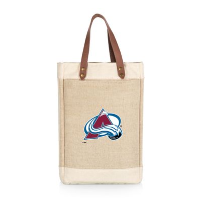 PICNIC TIME NHL Colorado Avalanche Pinot Jute 2 Bottle Insulated Wine Bag, Wine Tote Bag, Wine Gift Bag, (Beige)