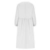 Womens Summer Casual Dresses Plus Size Long Sleeve Crewneck Cotton Linen Shirts Oversized Flowy Beach Maxi Long Dresses White view 4