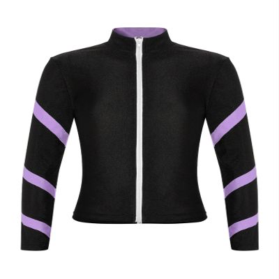 Hansber Kids Girls Jacket Sweatshirt Quick Dry Long Sleeve Gym Track Jacket Running Figure Ice Skating Jackets T-Shirts Purple 8 Years