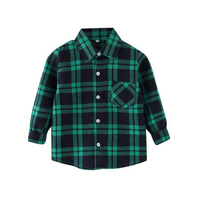 Baby and Toddler Boys Long Sleeve Button Up Plaid Shirt Spring Fall Coat for Kid Shacket (Green, 5-6 Years)