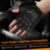 ATERCEL Premium Leather Workout Gloves for Men and Women, Suitable for Weightlifting, Gym, Cycling (Black, Large) view 2