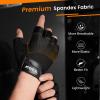 ATERCEL Premium Leather Workout Gloves for Men and Women, Suitable for Weightlifting, Gym, Cycling (Black, Large) view 4