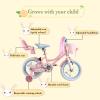 RULLY 16" Daisy Bike for Age 4 5 6 7 Year Old Toddlers and Girls,16" Kids Bike with Training Wheels & Basket, Retro Style in Pink view 2