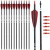 BOWSOUL 30inch Hunting Carbon Archery Arrows with 4" Natural Turkey Feathers Spine 500 for Recurve & Long Bow (Pack of 12) (Black Red) view 1