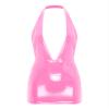 Lorilida Womens Club Party Strapless Bodycon Dress Faux Leather Latex Mini Tube Dress Ruched Dresses Halter Pink B 4X-Large view 1